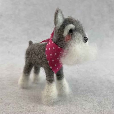 Felt Schnauzer with neck scarf 9.5x5x10cm
