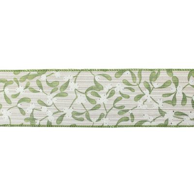 2.5" X 10Y Double Wired Mistletoe Ribbon Garland