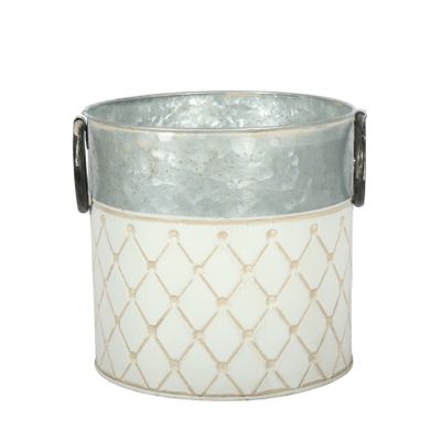 Two Tone Crosshatch Pattern Zinc Bucket - Medium- H17 x 17cm