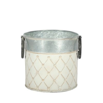 Two Tone Crosshatch Pattern Zinc Bucket - Small - H14 x 14cm