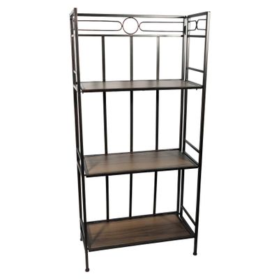 3 Shelf Wooden / Brushed Metal Plant Stand