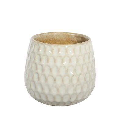Ceramic Pot Textured Circles - Natural