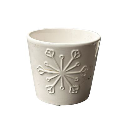 White Pot with Snowflake 10cm