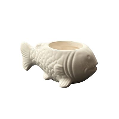 White Fish Ceramic Pot