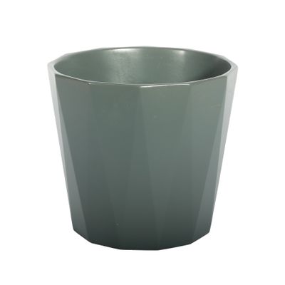 Ceramic Pot Geometric Shape - Matt Grey 