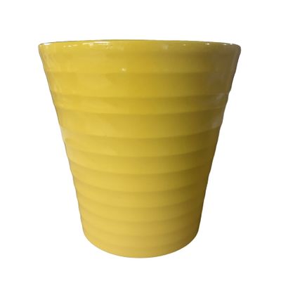 Ribbed Pot Cover Yellow 13cm