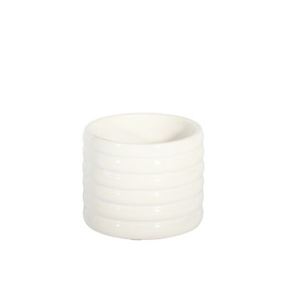 Ceramic Pot White Ribbed