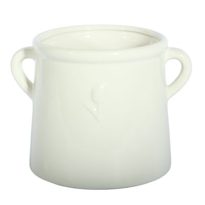 Ceramic Churn Cream Embossed Tulip 15x15cm