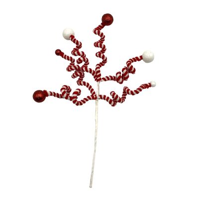 Striped Springs Spray Pick- Red/White - 36cm