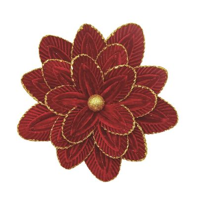 Poinsettia 3 Layer Glitter Gold Edge Pick - Red - 30cm