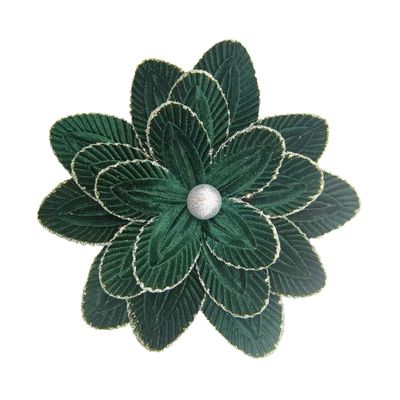 Poinsettia 3 Layer Glitter Gold Edge Pick  - Dark Green - 30cm