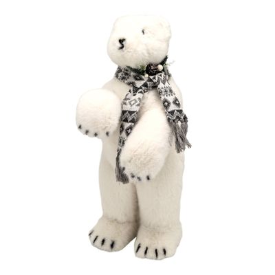 Standing Polar Bear with Scarf - H56cm