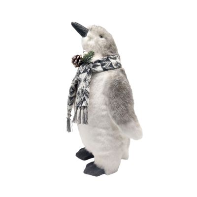 White/Grey Penguin with Christmas Scarf - H43cm