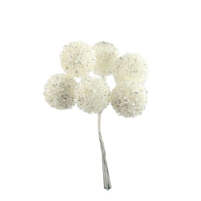 Sparkly Berry Ball Pick - White - 13cm