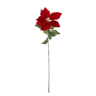Velvet Poinsettia Stem - Red - H70 x 22cm
