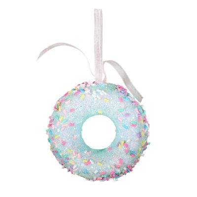 Donut Glitter Donut Hanging Decoration - Light Blue - 7cm