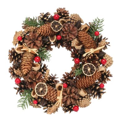 Mixed Berry/Cone/Fruit Xmas Wreath - 36cm