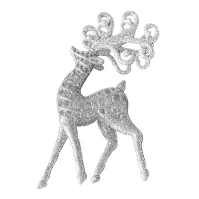 Glitter Reindeer Hanging Decoration - Silver