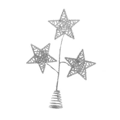 Star x 3 Tree Topper - Silver - 30cm