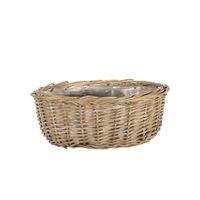 Oval Basket Split Willow with Full Willow Trim and Liner - 28x21xH12cm