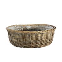 Oval Basket Split Willow with Full Willow Trim and Liner - 35x26xH14cm