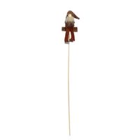 12cm Gnome on Stump on 50cm Stick - Brown - Box of 12