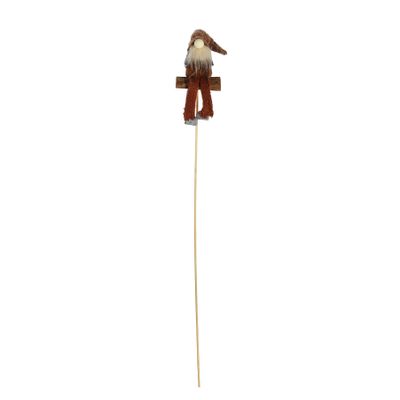 12cm Gnome on Stump on 50cm Stick - Brown - Box of 12