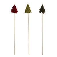 10cm Stacked Felt Tree on 50cm Stick - x4 Dk Green x4 Mid Green x4Burgundy -Box 