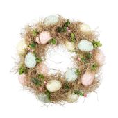 Easter Wreath - Pastel Colour Eggs / Natural Grass  - 30cm