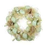 Easter Wreath - Pastel Green Eggs / Yellow Flowers - 30cm