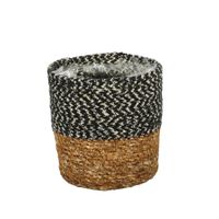 Seagrass Basket with Liner ( Natural & Black ) Dia12 x 12cm