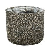 Jute Braided Rope Basket with Liner ( Natural & Black ) - Dia22 x H19cm