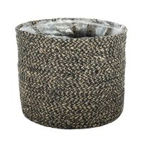 Jute Braided Rope Basket with Liner ( Natural & Black ) - Dia22 x H19cm