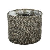 Jute Braided Rope Basket with Liner ( Natural & Black ) - Dia19 x H16cm