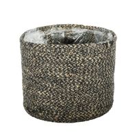 Jute Braided Rope Basket with Liner ( Natural & Black ) - Dia19 x H16cm