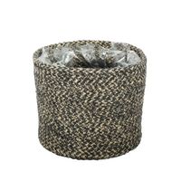 Jute Braided Rope Basket with Liner ( Natural & Black ) - Dia16 x H14cm