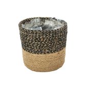 Two-Tone Jute Braided Rope Basket ( Black & Natural ) Dia12x12cm