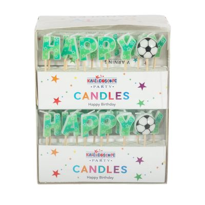 Happy Birthday Football Candle - Pack of 6