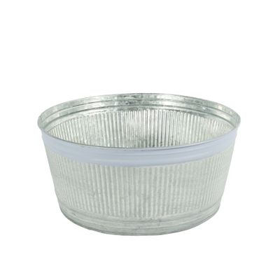 28cm Zinc Bulb Dish Planter with Blue Rim