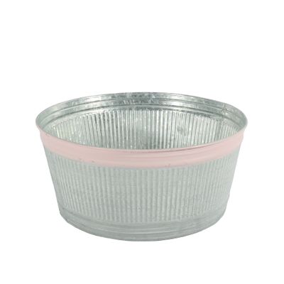 28cm Zinc Bulb Dish Planter with Pink Rim