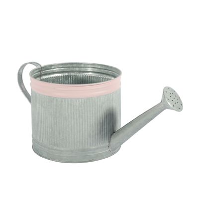 18.5cm Zinc Watering Can with Pink Rim