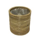 Round Stripe Pot - Grey - Dia 14cm x H14cm