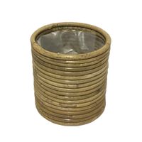 Round Stripe Pot - Grey - Dia 14cm x H14cm