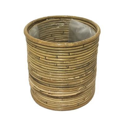 Round Stripe Pot - Grey - Dia 14cm x H18cm
