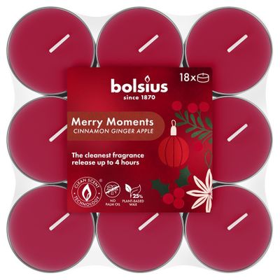 Bolsius True Glow Merry Moments  Fragrance Tea Lights - 4Hr -Pk 18