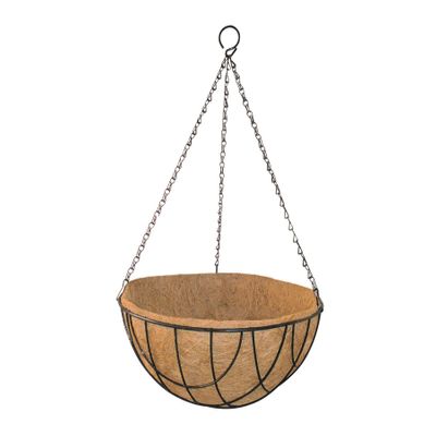 30cm Round Wire Hanging Basket with Coco Liner & Chain