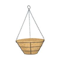 25cm Round W/Flat Bottom Wire Hanging Basket with Coco Liner & Chain