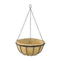 12" Round Georgian Hanging Basket with Coco Liner & Chain 