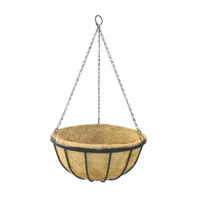 14" Round Georgian Hanging Basket  with Coco Liner & Chain
