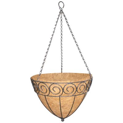30cm Scroll Design Cone Hanging Basket with Coco Liner and Chain